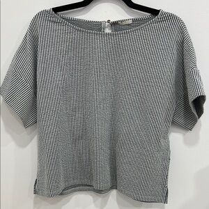 Gray Dolman Sleeve Boxy Ribbed T-Shirt